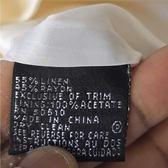 $240 Nipon Boutique Linen Blend Blazer Jacket Women 6 Lace Flare Sleeve Eyelet - Picture 11 of 14